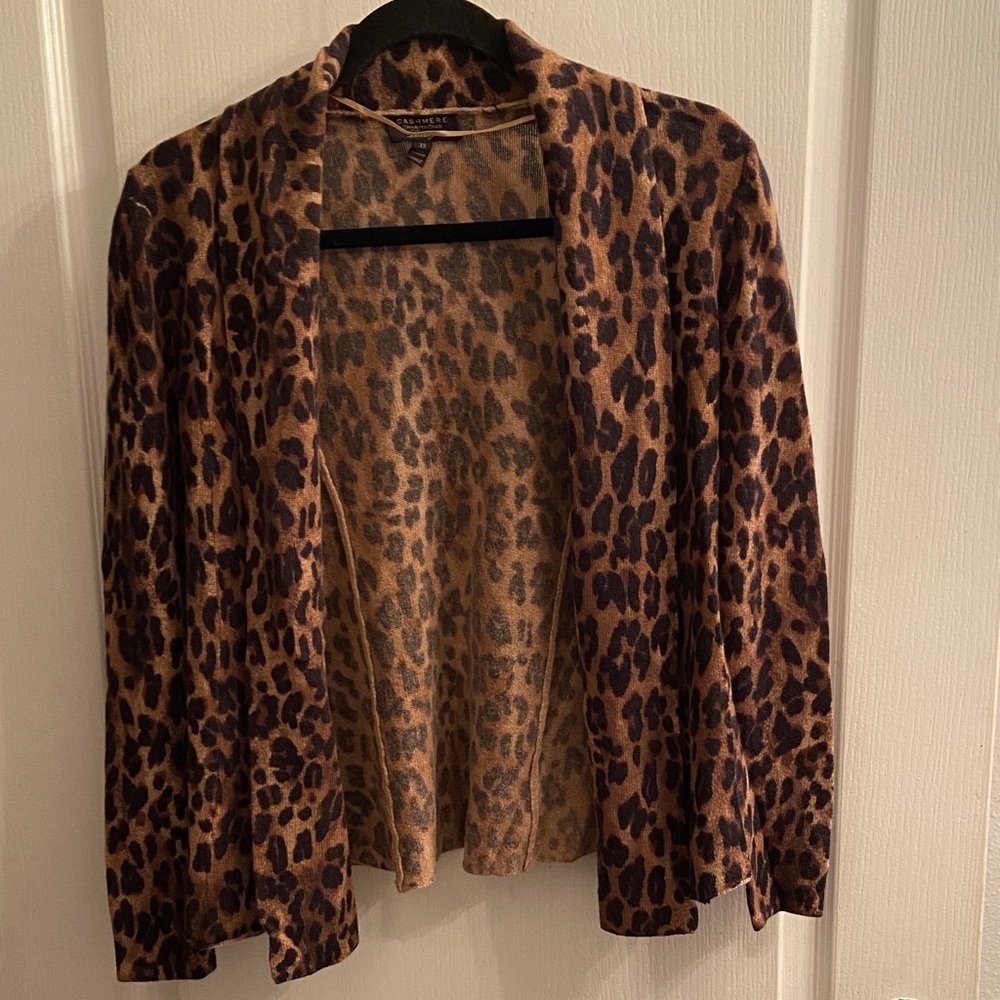 Charter Club Leopard Print Cardigan - Brown and Black